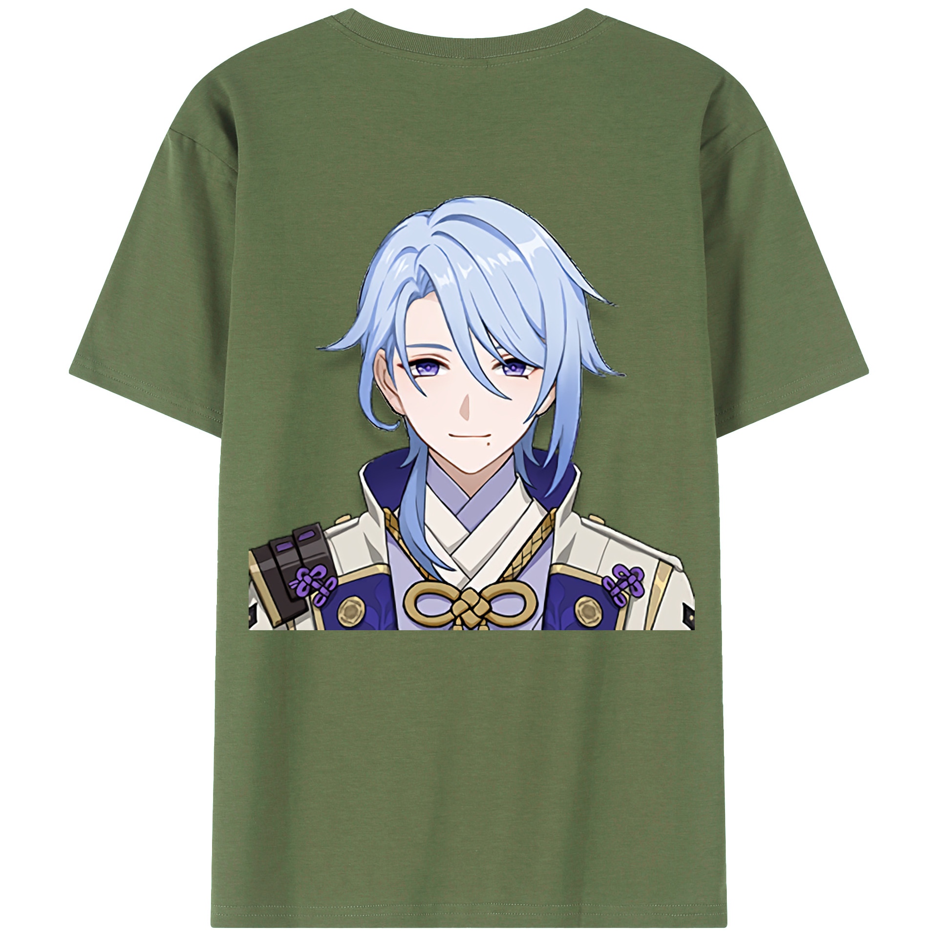 げんし神 神里綾人 かみさとあやと genshin Kamisato Ayato 綿100％ メンズ半袖Tシャツ（バックプリント） 通気性
